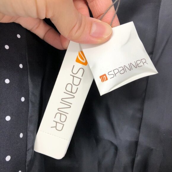 NWT Spanner Black/Polka dot Double Breasted Trench Coat Size Large - Picture 3 of 16